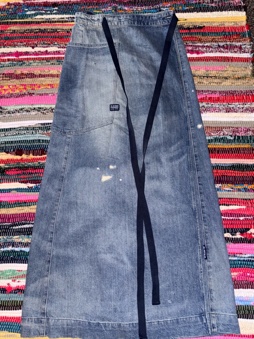 G-Star Light Blue Denim Wrap Skirt with Navy Patch